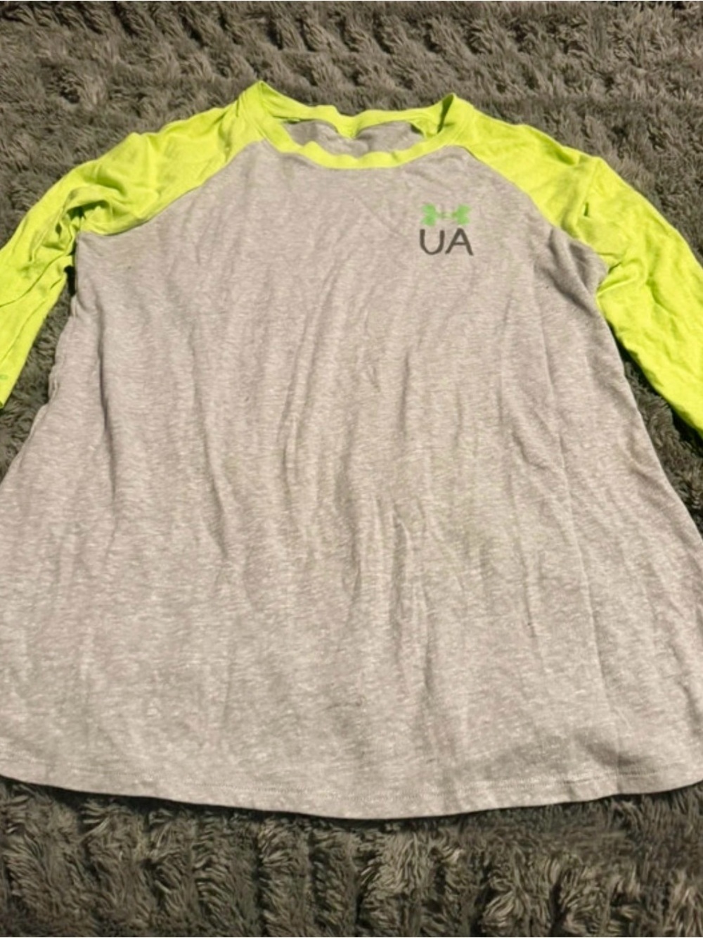 Under Armour Gray Tee with Neon Yellow Raglan Sleeves